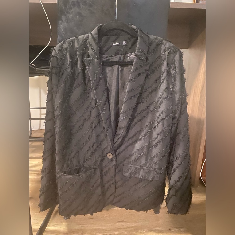 Boohoo Black Textured Blazer